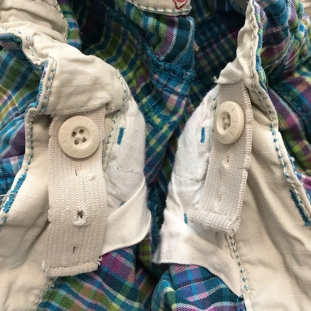 The Children’s Place Blue Plaid Roll Tab Bermuda Short Adjustable Waist 6